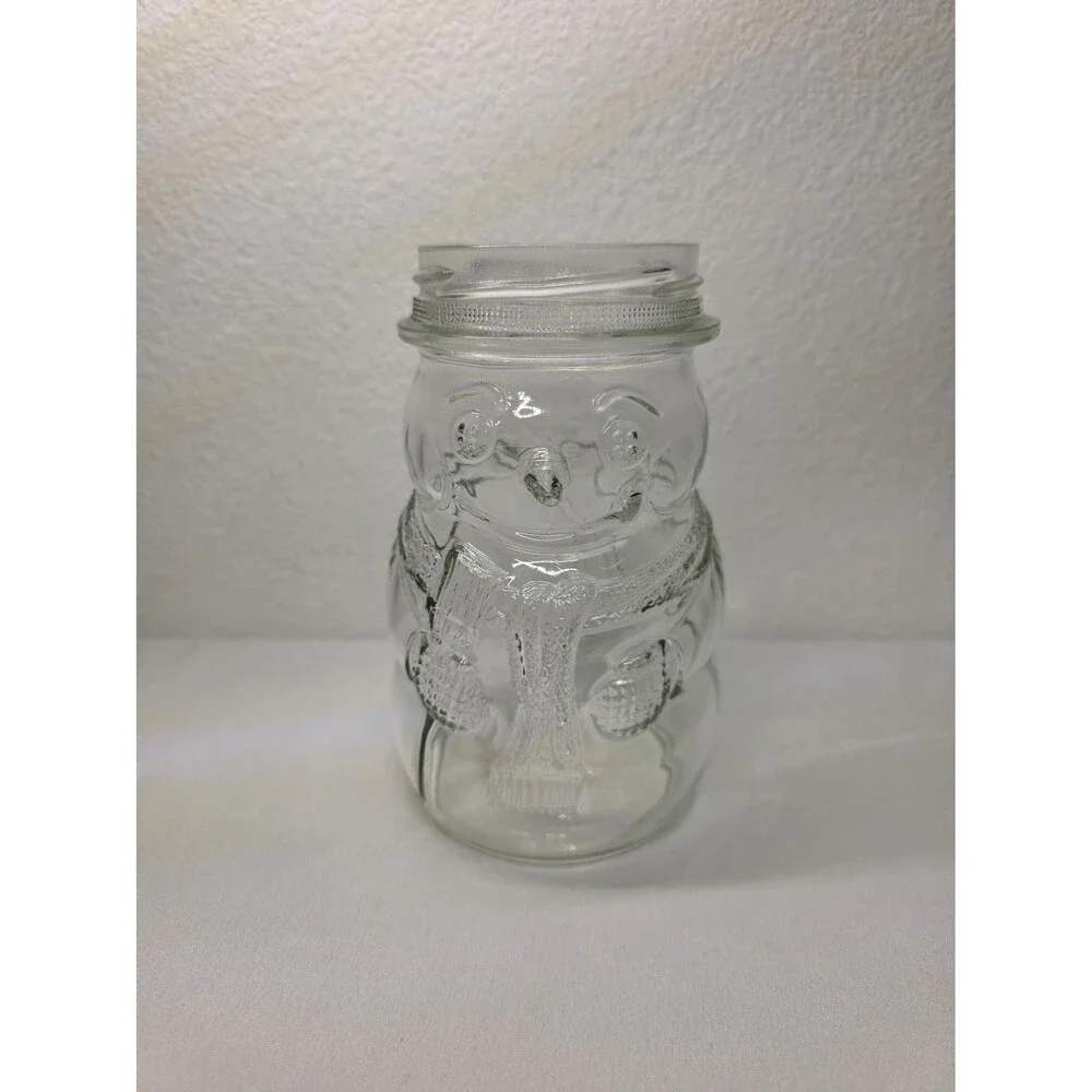 Vintage Snowman Glass Jar – Christmas Candy Container, Retro Holiday Kitchen